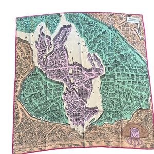 Designer-style Silk Map Scarf 90cm